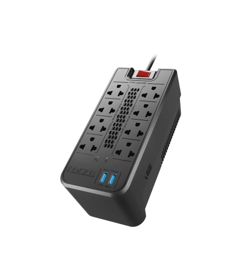 ESTABILIZADOR FORZA DE 8 TOMAS 1200VA 600W 2USB 220V