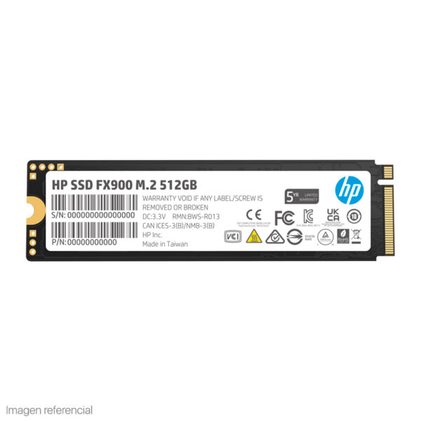 Unidad en estado solido HP FX900 M.2 2280 512GB PCIe Gen 4.0 x4 NVMe