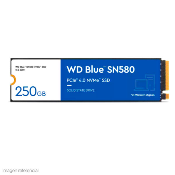 Unidad de estado solido Western Digital Blue SN580 NVMe 250GB M.2 2280 PCIe Gen4 NVMe